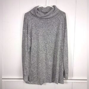 Fat Face Gray Cowl Neck Marled Long Sleeve Stretch Sweater Dress Size 12 Winter